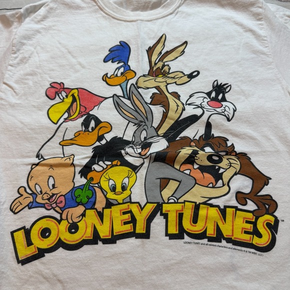 Looney Tunes Graphic Print Shirt‎ by Gilden Heavy Cotton White Men's Size Medium - Picture 2 of 9